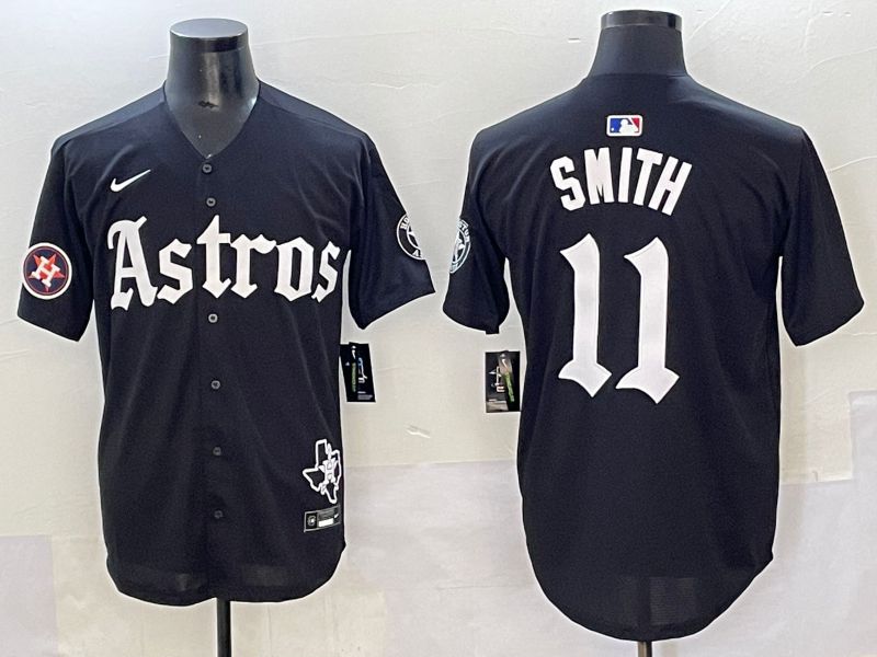 Men 2025 Houston Astros #11 Smith Black Five generations Joint Name Nike MLB Jersey style 45